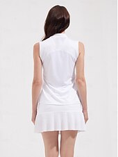 cheap Women&#039;s Golf Clothing-Women&#039;s Golf Polo Shirt White Sleeveless Top Ladies Golf Attire Clothes Outfits Wear Apparel