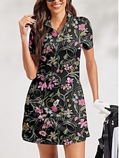 cheap Golf Dresses-Women&#039;s Tennis Dress Golf Dress Black Short Sleeve Dress Ladies Golf Attire Clothes Outfits Wear Apparel