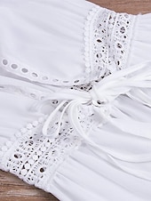 ieftine Rochii Albe din Dantela-Pentru femei Rochie Maxi Rochie albă Rochie casual Rochie leagăn Rochie A line Șic Stradă Linie A Vacanță Concediu Plajă Fit regulat Manșon Jumate În V Negru Alb Albastru piscină Vară