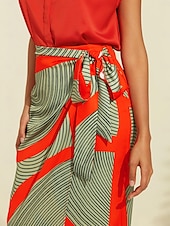 economico gonna da donna-gonna midi in vita elasticizzata color block in raso