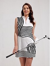 abordables Vestidos de golf-Mujer vestido de golf Blanco Sin Mangas Rayas Ropa de golf para damas Ropa Trajes Ropa Ropa