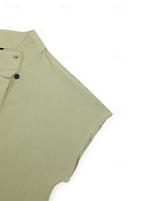 ieftine Bluze simple pentru femei-Pentru femei Cămașă Bluză Cămașă cu gât Culoare solidă Simplu Elegant De Bază Manșon scurt Mâneci Lejere Guler Pe Gât Topuri obișnuite Zilnic Nasturi Albastru Deschis Negru Alb Roz Îmbujorat Trifoi