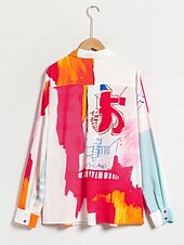 cheap Shirts,Tops &amp; Blouses-Graphic Print Long Sleeve Blouse