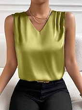 economico Bluse Eleganti-Canotta Per donna Nero Bianco Rosso Semplice Spalle scoperte Quotidiano Streetwear Moda Scollo a V Vestibilità regolare S