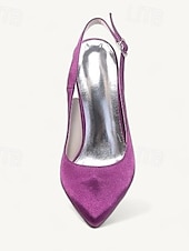 billige Bryllupsgjest-Dame bryllup sko Slingback Brudesko Spenne Stiletthæl Spisstå Basispumps Sateng Hvit Krystall Sølv