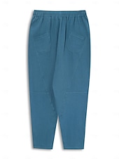 preiswerte Klassiker-Herren Leinenhose Hose Hosen Sommerhosen Pumphose Strandhose Tasche Kordelzug Elastische Taille Glatt Leichtgewichtig Knöchellänge Yoga Täglich Modisch Brautkleider schlicht Lockere Passform Meerblau