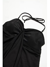halpa Tankini-uimapuvut-Naisten Normaali Uima-asut Tankini 2 kpl Uimapuku 2-osainen Vaatimattomat uimapuvut Bandeau Olkaimeton Loma Ranta-asut Yhtenäinen väri Olkaimellinen Hihaton Uimapuvut