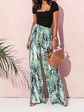 economico gamba larga e vita alta-Per donna Normale Dritto Di tendenza Lunghezza intera Naturale Color Block A cordoncino Comodo Media elasticità Da tutti i giorni Verde prato Per tutte le stagioni Morbido