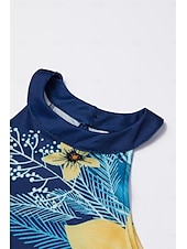 abordables Robes Floraux Imprimés-Femme Robe d&#039;été Robe à col licou Robe imprimée Actif Mode Vêtement de rue Extérieur Vacances du quotidien Standard Cachemire Sans Manches Dos nu Jaune Bleu Roi Bleu Bleu de minuit Eté Printemps