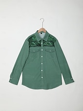 abordables camisas occidentales de los hombres-Hombre Tribal Impresión de pañuelo Camisa camisa occidental Manga Larga Camisa Cuello Vuelto Vintage Exterior Calle Casual Diario Rosa Rojo Azul S M L