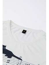 cheap Animals tee-Women&#039;s T Shirt Basic Cat Print Short Sleeve Regular Tops Round Neck Daily Weekend White