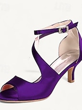 preiswerte Cocktail-Damen Hochzeitsschuhe Brautschuhe Schnalle Kätzchenabsatz Offene Spitze Minimalismus Satin Knöchelriemen Schwarz Weiß Elfenbein