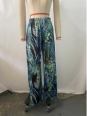 economico gamba larga e vita alta-Per donna Normale Dritto Di tendenza Lunghezza intera Naturale Color Block A cordoncino Comodo Media elasticità Da tutti i giorni Verde prato Per tutte le stagioni Morbido
