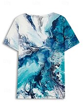 baratos Camiseta de Arte &amp; Design-camiseta feminina vintage básica geométrica abstrata estampa manga curta regular tops gola redonda diário fim de semana verde verão
