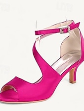 preiswerte Cocktail-Damen Hochzeitsschuhe Brautschuhe Schnalle Kätzchenabsatz Offene Spitze Minimalismus Satin Knöchelriemen Schwarz Weiß Elfenbein