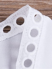 ieftine Rochii Albe din Dantela-Pentru femei Rochie Maxi Rochie albă Rochie casual Rochie leagăn Rochie A line Șic Stradă Linie A Vacanță Concediu Plajă Fit regulat Manșon Jumate În V Negru Alb Albastru piscină Vară