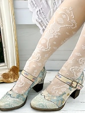 preiswerte 1930er Jahre-Damen Absätze Pumpen Handgefertigte Schuhe Vintage-Schuhe Hochzeit Party Farbblock Konischer Absatz Runde Zehe Elegant Vintage Leder Schnalle Hellblau