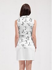 cheap Polos &amp; Quarterzips-Women&#039;s Golf Polo Shirt Black White Sleeveless Top Cartoon Ladies Golf Attire Clothes Outfits Wear Apparel