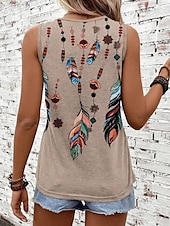 ieftine Bluze &amp; Camisole Damă-Camisole pentru femei top vest imprimeu stilat ombre fără mâneci guler rotund vacanță casual roz albastru deschis khaki curcubeu vară