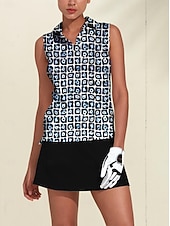 billiga Kvinnors golfkläder-Dam Vandringspolotröja Svart Ärmlös Överdelar Blommig Golfkläder för damer Kläder Outfits Bär kläder