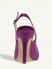 billige Bryllupsgjest-Dame bryllup sko Slingback Brudesko Spenne Stiletthæl Spisstå Basispumps Sateng Hvit Krystall Sølv