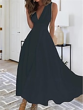 ieftine Rochii Albe Casual-rochie maxi pentru femei, albă, cu decolteu în V, fără mâneci, talie strânsă, în formă de linie, seară formală, nuntă, bal de absolvire, primăvară vară, mărime întreagă, îmbrăcăminte potrivită,