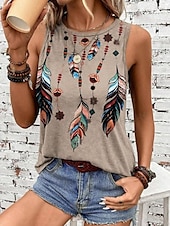 ieftine Bluze &amp; Camisole Damă-Camisole pentru femei top vest imprimeu stilat ombre fără mâneci guler rotund vacanță casual roz albastru deschis khaki curcubeu vară