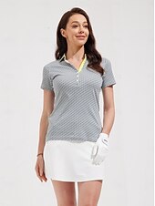 זול בגדי גולף נשים-בגדי ריקוד נשים חולצת POLO ירוק שרוולים קצרים הגנה מפני השמש קל משקל צמרות נשים בגדי גולף בגדי תלבושות ללבוש ביגוד