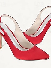 billige Bryllupsgjest-Dame bryllup sko Slingback Brudesko Spenne Stiletthæl Spisstå Basispumps Sateng Hvit Krystall Sølv