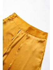 economico pantaloni da donna-pantaloni alti casual con volant in raso