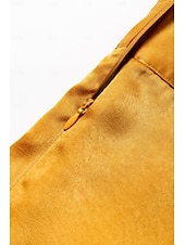 economico pantaloni da donna-pantaloni alti casual con volant in raso