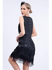 olcso Öltözetek-Retró Ordító 20-as évek 1920-as évek Flapper ruha Felszerelések Koktélruha A nagy Gatsby Flapper lány Esküvői Vendég Flitter Női Esküvő Esküvői vendég Buli / Este Felnőttek 1 Karkötő Ruha Kesztyűk