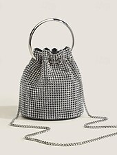 voordelige Tassen-Dames Koppeling avondtasje PU-nahka Bruiloft Ketting Grote capaciteit Multi-dragen Effen Kleur Zilver