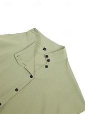 ieftine Bluze simple pentru femei-Pentru femei Cămașă Bluză Cămașă cu gât Culoare solidă Simplu Elegant De Bază Manșon scurt Mâneci Lejere Guler Pe Gât Topuri obișnuite Zilnic Nasturi Albastru Deschis Negru Alb Roz Îmbujorat Trifoi