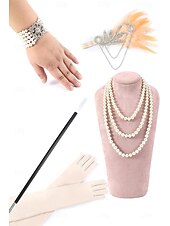 olcso Öltözetek-Retró Ordító 20-as évek 1920-as évek Flapper ruha Felszerelések Koktélruha A nagy Gatsby Flapper lány Esküvői Vendég Flitter Női Esküvő Esküvői vendég Buli / Este Felnőttek 1 Karkötő Ruha Kesztyűk