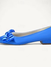 abordables Dama de honor-Mujer Zapatos de boda Bailarinas Fiesta Pajarita Tacón Bajo Dedo Puntiagudo Elegante Satén Negro Blanco Marfil