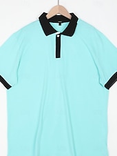 preiswerte Klassisches Poloshirt für Herren-Herren Sport-Poloshirts Golfshirt Lässig Sportoberteile Gerippter Polokragen Kurzarm Mode Basic Einfarbig Patchwork Sommer Normale Passform Schwarz Weiß Rote Blau Grün Sport-Poloshirts