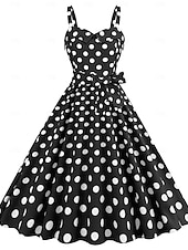 levne Šaty-Retro 50. léta Rockabilly Polední Šaty Houpací šaty Flare šaty S páskem Popruh na špagety Puntíkované A-Linie Dámské Karneval Denní nošení Čajový dýchánek Retro tematická párty Dospělí Šaty Jaro léto