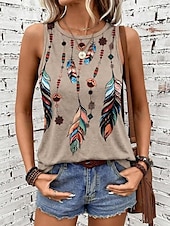 ieftine Bluze &amp; Camisole Damă-Camisole pentru femei top vest imprimeu stilat ombre fără mâneci guler rotund vacanță casual roz albastru deschis khaki curcubeu vară