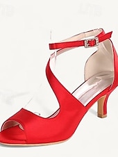 preiswerte Cocktail-Damen Hochzeitsschuhe Brautschuhe Schnalle Kätzchenabsatz Offene Spitze Minimalismus Satin Knöchelriemen Schwarz Weiß Elfenbein