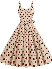 levne Šaty-Retro 50. léta Rockabilly Polední Šaty Houpací šaty Flare šaty S páskem Popruh na špagety Puntíkované A-Linie Dámské Karneval Denní nošení Čajový dýchánek Retro tematická párty Dospělí Šaty Jaro léto