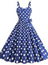 levne Šaty-Retro 50. léta Rockabilly Polední Šaty Houpací šaty Flare šaty S páskem Popruh na špagety Puntíkované A-Linie Dámské Karneval Denní nošení Čajový dýchánek Retro tematická párty Dospělí Šaty Jaro léto
