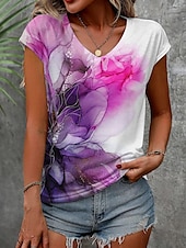 abordables Boutique Graphique Débardeurs &amp; Camis-Débardeur en camisole pour femmes mode imprimé floral manches courtes débardeurs réguliers encolure en V décontracté vacances violet été