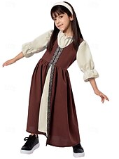 levne Šaty-Retro Středověké Renesanční Šaty Ren Faire Viking irština Barevné bloky Dívčí Keltské předvečer Všech svatých Plesová maškaráda předvečer Všech svatých Večírek Dětské Šaty