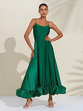abordables Robes de fête-robe d&#039;occasion spéciale en satin de luxe vert pour femme, robe maxi à volants 3D, robe de soirée/mariage pour impressionner 2024