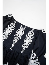 baratos vestido casual estampado-vestido midi com estampa geométrica ombro a ombro