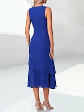 abordables Con chaqueta-Vestido A Línea de Playa para la Madre de la Novia Elegante Cuello Joyero Longitud de Té Chifón Manga de 3/4 Envoltura Incluida con Fruncido 2025 tamaño personalizado gratis