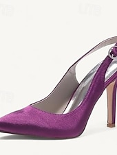 billige Bryllupsgjest-Dame bryllup sko Slingback Brudesko Spenne Stiletthæl Spisstå Basispumps Sateng Hvit Krystall Sølv