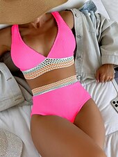 billiga Bikiniset-Dam Vanligt Sexiga underkläder Ensfärgat Ren färg Sexig Tryck upp Sommar Hem Säng Simning Polyester Snabb tork Stretch Shorts 2 st Hög midja Sommar Vår