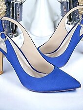 billige Bryllupsgjest-Dame bryllup sko Slingback Brudesko Spenne Stiletthæl Spisstå Basispumps Sateng Hvit Krystall Sølv